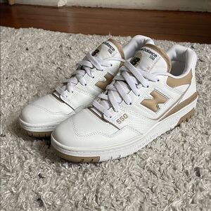 New Balance Men's White and Tan 550 Sneakers